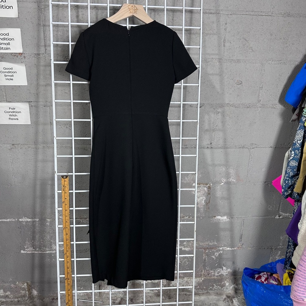 Shoshanna Black Short Sleeve Front Tie Crepe Sheath Dress Size 0 classic - Picture 7 of 9